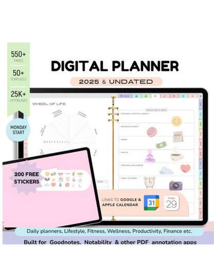 All-in-One Undated Digital Planner 2025 | Digital Planner | Goodnotes Planner | Notability Planner | Weekly Planner | Daily Planner