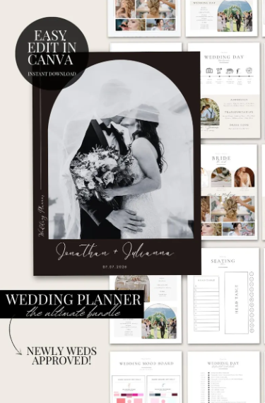 Wedding Planner Template Bundle Editable Wedding Planning Book Day Of Wedding Binder Wedding Checklist Planner Wedding Day Planner