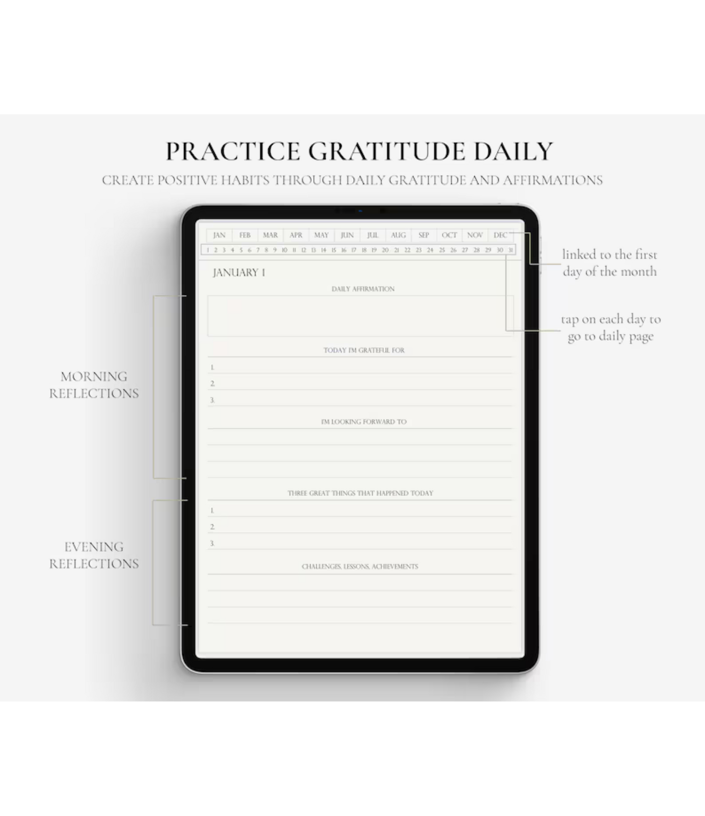 Digital Gratitude Journal, 366 daily gratitude pages, Daily Reflection, iPad Digital Planner, GoodNotes Gratitude Planner, Daily ReflectionlogoAnalyze listing