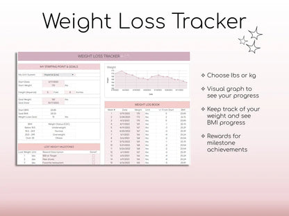 Weight Loss & Fitness Tracker | Google Sheets | Calorie Tracker | Meal Planner | Habit Tracker | Digital Workout PlannerlogoAnalyze listing