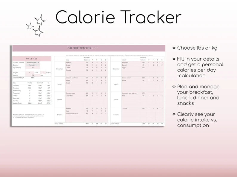 Weight Loss & Fitness Tracker | Google Sheets | Calorie Tracker | Meal Planner | Habit Tracker | Digital Workout PlannerlogoAnalyze listing