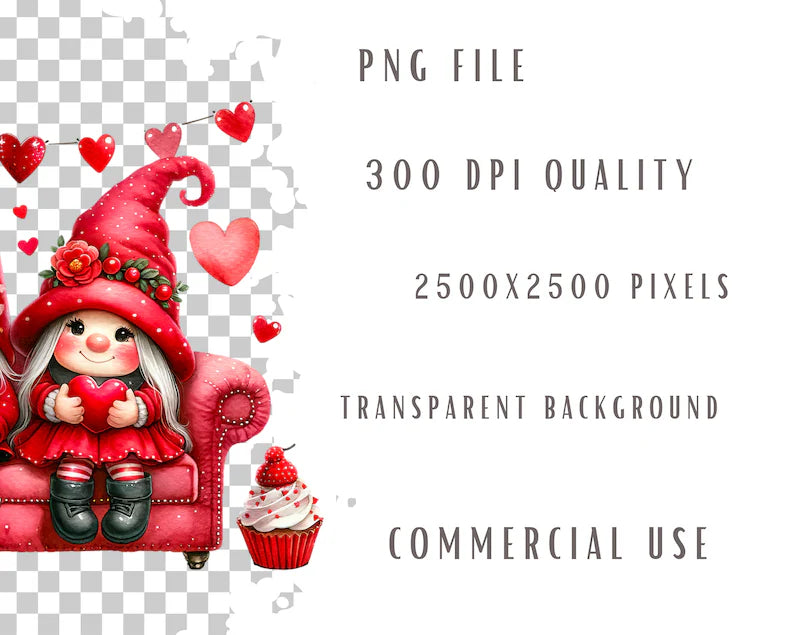 Valentines Gnome couple clipart bundle, Valentines clipart, Valentines png graphics, Gnome sublimation