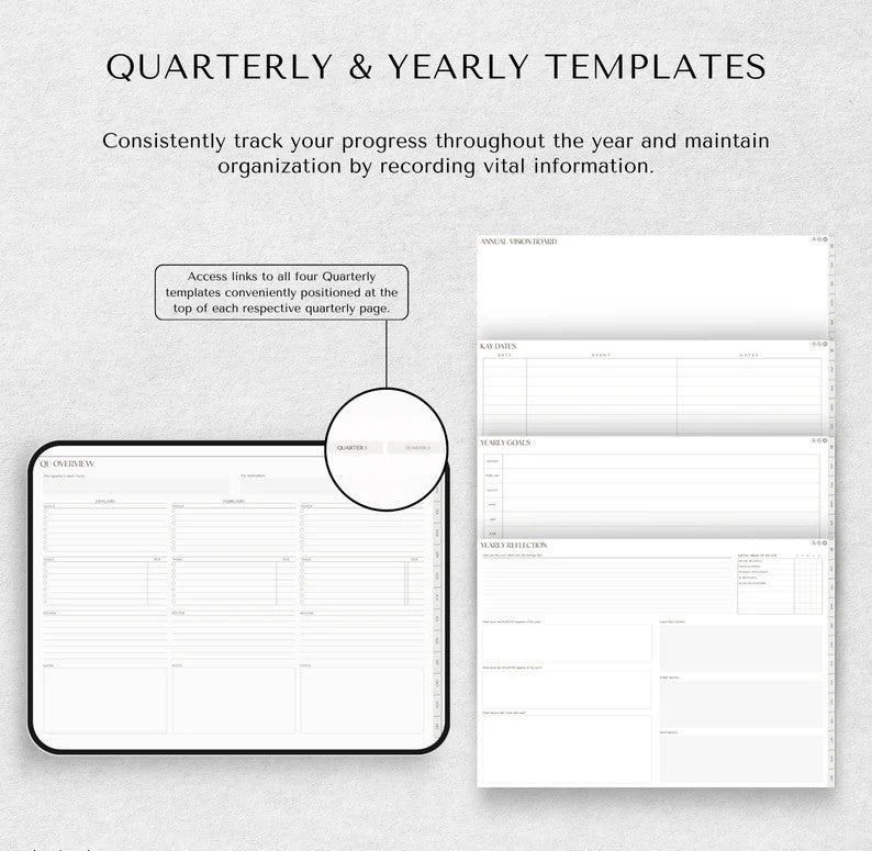 Digital Planner Undated | LANDSCAPE Planner | iPad Planner | GoodNotes Planner, Notability Templates, Daily Planner, Weekly, Monthly journal