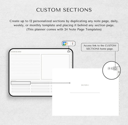 Digital Planner Undated | LANDSCAPE Planner | iPad Planner | GoodNotes Planner, Notability Templates, Daily Planner, Weekly, Monthly journal