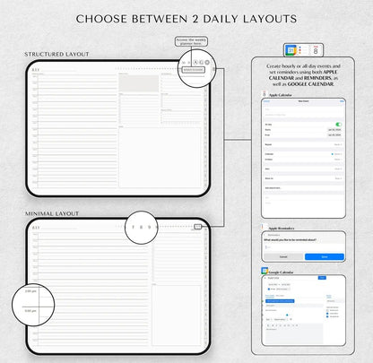 Digital Planner Undated | LANDSCAPE Planner | iPad Planner | GoodNotes Planner, Notability Templates, Daily Planner, Weekly, Monthly journal