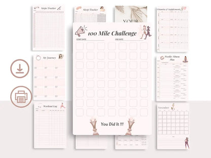 Fitness Planner - Exercise Planner - Fitness Journal - Workout Tracker - Fitness Challenge - Workout Journal - 2025 Calendars