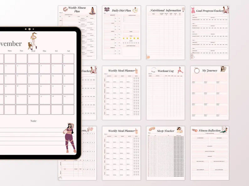 Fitness Planner - Exercise Planner - Fitness Journal - Workout Tracker - Fitness Challenge - Workout Journal - 2025 Calendars