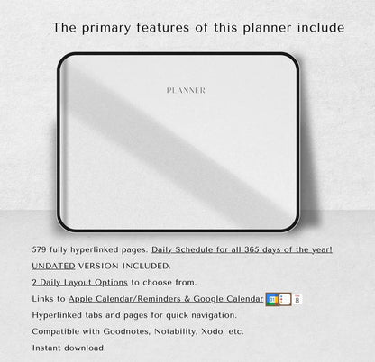 Digital Planner Undated | LANDSCAPE Planner | iPad Planner | GoodNotes Planner, Notability Templates, Daily Planner, Weekly, Monthly journal