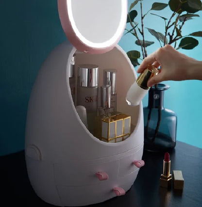 Elegant Cosmetics Storage with Mirror – Organize & Glam Up!